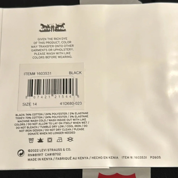 Levi's Girls' 2 Pack Pull On Jean Size 14 - Picture 11 of 11